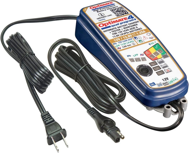 Tecmate Optimate 4 Quad Program, TM631, Gold Series: 9-Step 12V / 12.8V 1.25A Sealed Battery Saving Charger & maintainer - Image 3